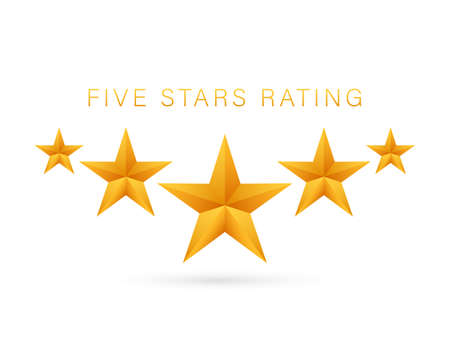 Five golden rating star on white background. Vector stock illustrationのイラスト素材