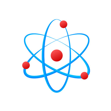 Atom icon vector, atom symbols on white backgroundのイラスト素材