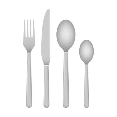 Knife and fork. Cutlery, dishes, coffee spoon, spoon Vector stock illustrationのイラスト素材