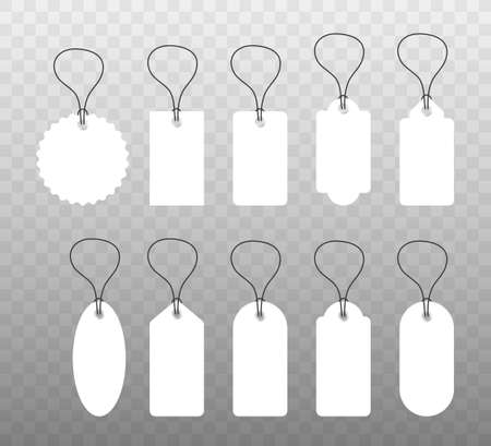 Set of various blank white paper tags, labels, stickers. Isolated vector elements, flat design. Vector illustrationのイラスト素材