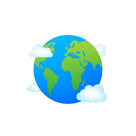 Earth globes isolated on white background. Flat planet Earth icon. Vector stock illustrationのイラスト素材