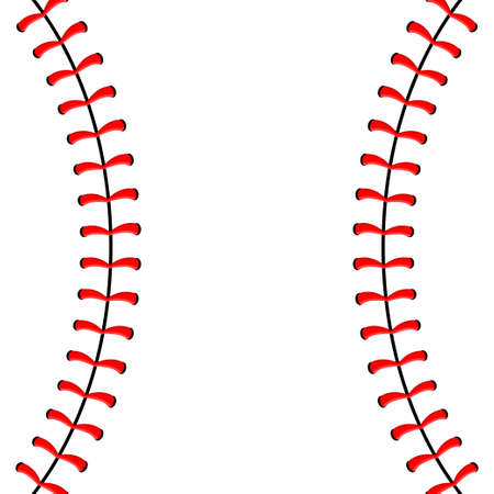 Baseball ball stitches, red lace seam isolated on background.のイラスト素材