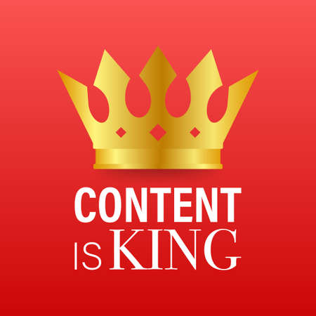 Content is king web banner on red background. Vector stock illustrationのイラスト素材