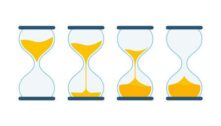 Hourglass Collection. Hourglass Timer Sand as Countdown. Vector stock illustrationのイラスト素材