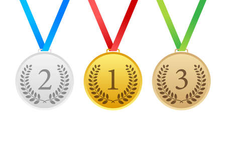 Gold, Silver and Bronze Award Medal Icon. Vector stock illustrationのイラスト素材