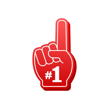 Fan icon hand with finger up. Hand up with number 1. Vector stock illustration.のイラスト素材