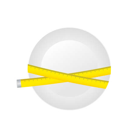 Diet. Plate with measuring tape. Vector stock illustrationのイラスト素材