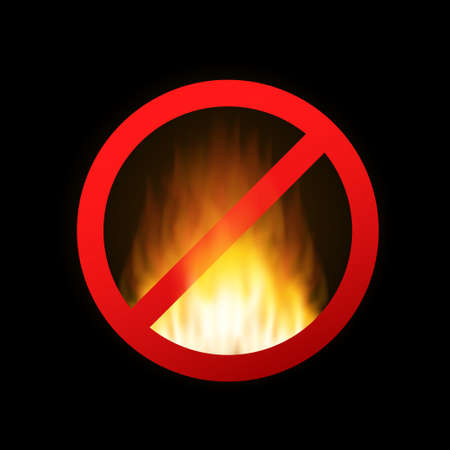 No fire. No open flame sign on black backgroundのイラスト素材