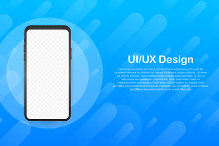 Device mockup banner. Smartphone UI UX design interface. Blank screen for media sale promotion. Vector stock illustrationのイラスト素材