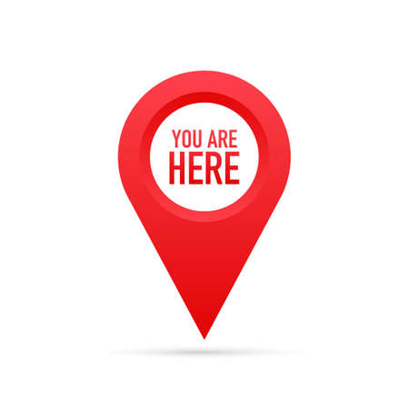 Red You Are Here Location Pointer Pin. Vector stock illustrationのイラスト素材