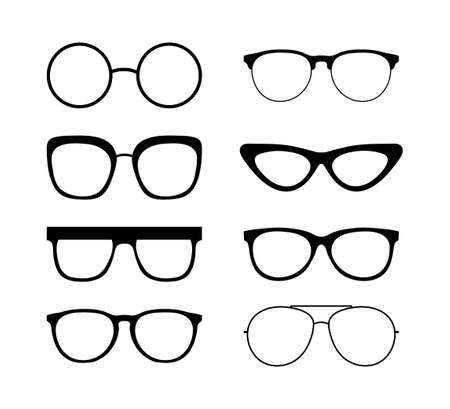 Colored Sunglass frame set isolated on white background. Vector illustration.のイラスト素材