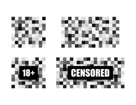 Pixel censored sign. Black censor bar concept. Vector illustration.のイラスト素材