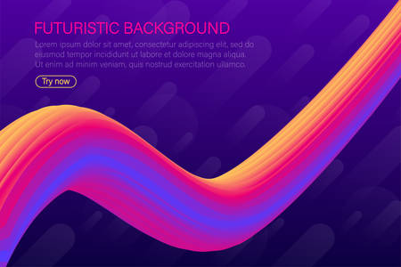 Colorful 3d Abstract Background. Landing Page Concept. Glow Banner with Wave Gradient Shapes. Vector stock illustration.のイラスト素材