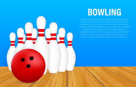 Bowling poster. Bowling game leisure concept. Vector stock illustrationのイラスト素材