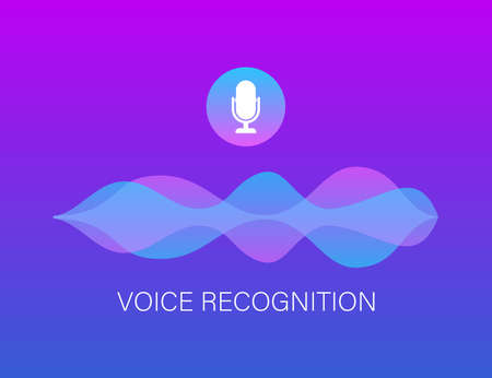 Personal assistant and voice recognition concept gradient vector illustration of soundwave intelligent technologies. Vector stock illustrationのイラスト素材