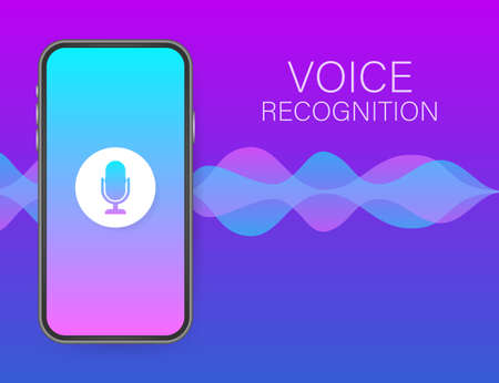 Personal assistant and voice recognition concept gradient vector illustration of soundwave intelligent technologies. Vector stock illustrationのイラスト素材