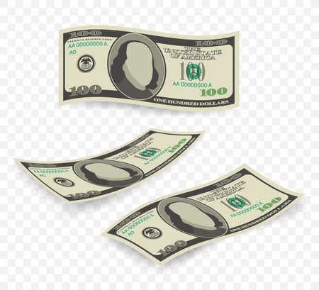 Hundred dollar bill on white background. Money. Vector stock illustrationのイラスト素材