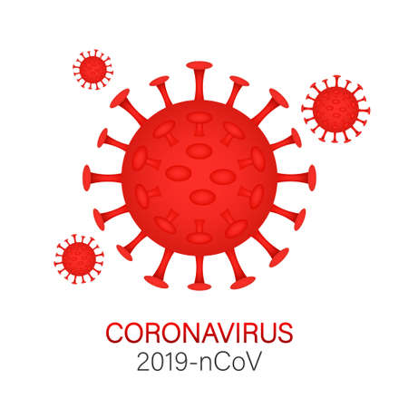 Sign caution coronavirus. Coronavirus danger and public health risk disease and flu outbreak. Vector stock illustrationのイラスト素材