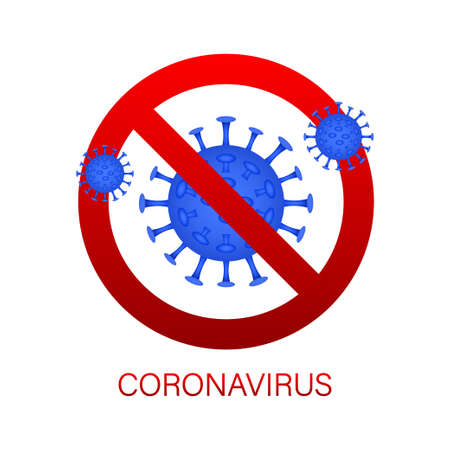 Sign caution coronavirus. Coronavirus danger and public health risk disease and flu outbreak. Vector stock illustrationのイラスト素材