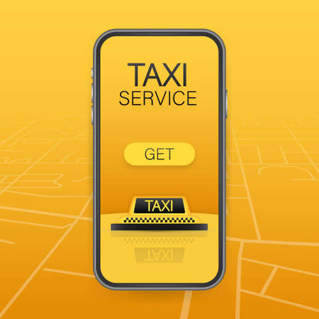 Get a taxi. Taxi banner. Online mobile application order taxi service horizontal illustration. Vector stock illustrationのイラスト素材