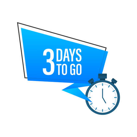 Three days to go flat icon. Vector stock illustrationのイラスト素材