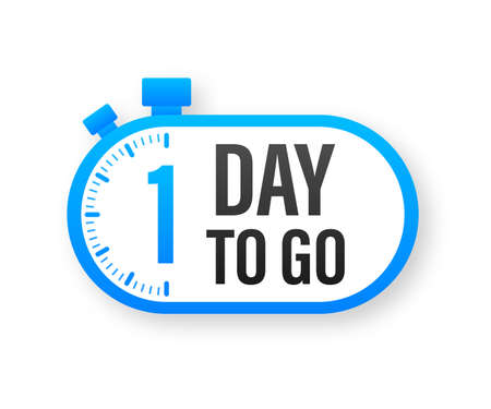 1 Day to go. Countdown timer. Clock icon. Time icon. Count time sale. Vector stock illustration