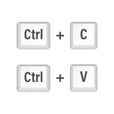 Ctrl C and Ctrl V computer keyboard buttons. Desktop interface. Web icon. Vector stock illustrationのイラスト素材