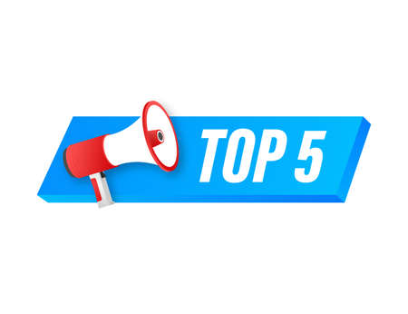Top 5 - Top Five colorful label on white background. Vector stock illustration.のイラスト素材