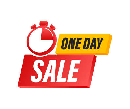 One day Sale banner badge. Sale, price tag. Store label. Special offer badge. Vector stock illustrationのイラスト素材