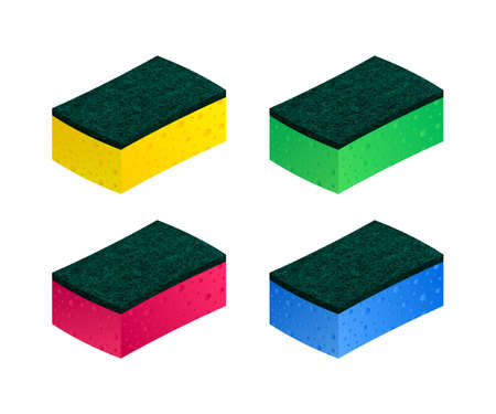 Scouring pads spong for housework cleaning and scouring pad domestic spong work tools. Vector stock illustrationのイラスト素材