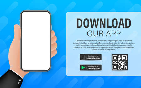 Download page of the mobile app. Empty screen smartphone for you app. Download app. Vector stock...