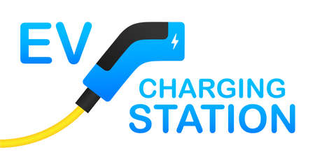 EV charging station banner. Vector stock illustrationのイラスト素材