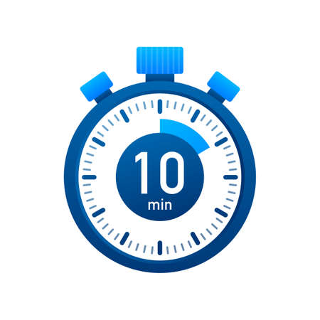 The 10 minutes, stopwatch vector icon. Stopwatch icon in flat style, timer on on color background. Vector illustrationのイラスト素材