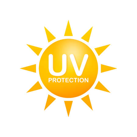 Uv protection. Sun icon symbol. Danger symbol. Uv radiation. Vector stock illustration.のイラスト素材