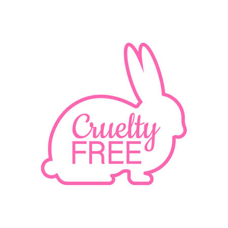 Cruelty free Pink banner. Vegan emblem. Packaging design. Natural product. Vector stock illustrationのイラスト素材