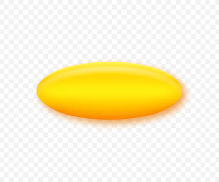 Fish oil pill. Realistic icon on gold backdrop. Icon for healthcare design. Vector stock illustration.のイラスト素材