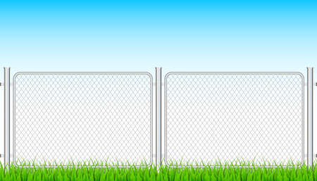 Fence wire metal chain link. Prison barrier, secured property. Vector stock illustrationのイラスト素材