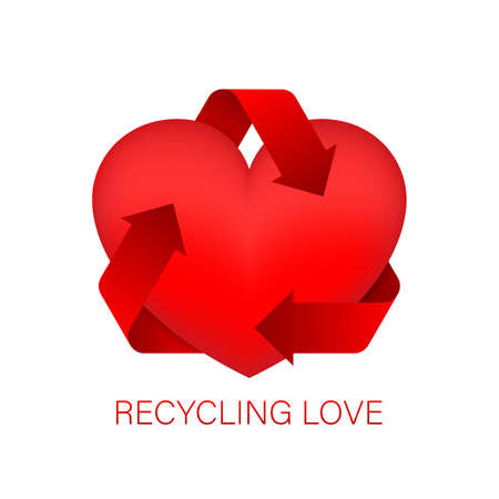 Love recycling for concept design. Reload sign. Circle shape. Heart icon, love icon vector. Vector stock illustrationのイラスト素材