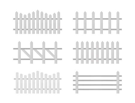 Wooden fence. Rustic fence, pickets Vector stock illustrationのイラスト素材