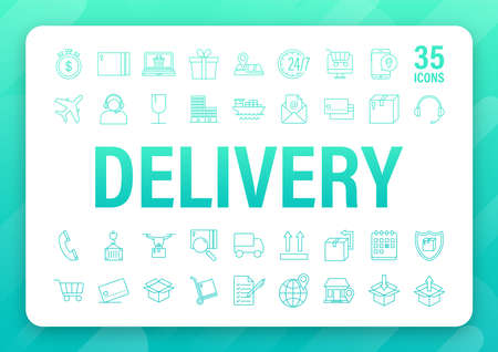 Set with delivery icon. Delivery service. Fast courier. Truck icon set. Vector stock illustrationのイラスト素材