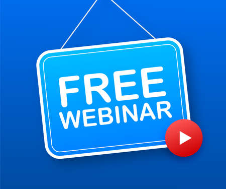 Free webinar label. Flat vector illustration on white backgroundのイラスト素材