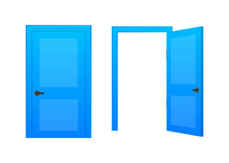 Open end closed door. Interior design. Business concept. Front view. Home office concept. Business successのイラスト素材