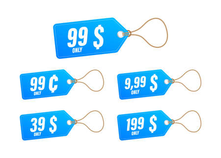 Discount sticker. Template with 99 only. Vector template design. Sale, price tag. Sale banner badge. Special offer price sign. Vector stock illustration.のイラスト素材