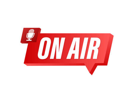 Podcast icon like on air live. Podcast. Badge, icon, stamp, logo. Radio broadcasting or streaming. Vector illustration.のイラスト素材