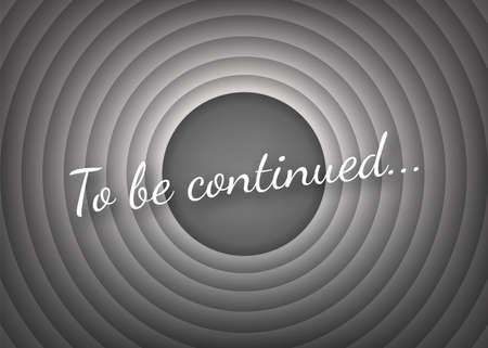 To be continued handwrite title on red round background. Old movie circle ending screen. Vector stock illustration.のイラスト素材