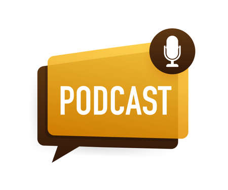 Podcast. Badge, icon, stamp, logo. Vector illustration.のイラスト素材