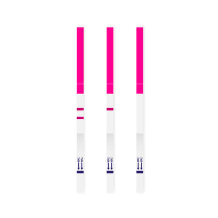 Pregnancy test sticks with results. Art design pregnant, childbirth template. Vector illustration.のイラスト素材