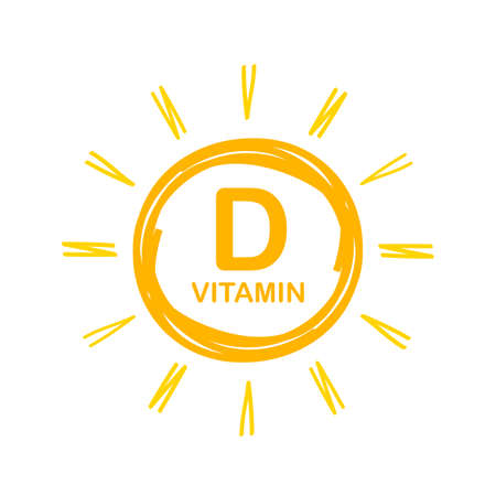 Vitamin D Icon with Sun. Vector stock illustration.のイラスト素材