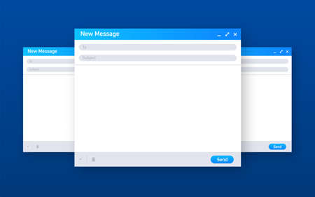 Email template. Blank e-mail browser window. Mail message web page vector frame. Vector illustration.のイラスト素材