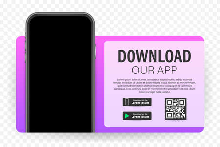 Download page of the mobile app. Empty screen smartphone for you app. Download app. Vector stock illustrationのイラスト素材